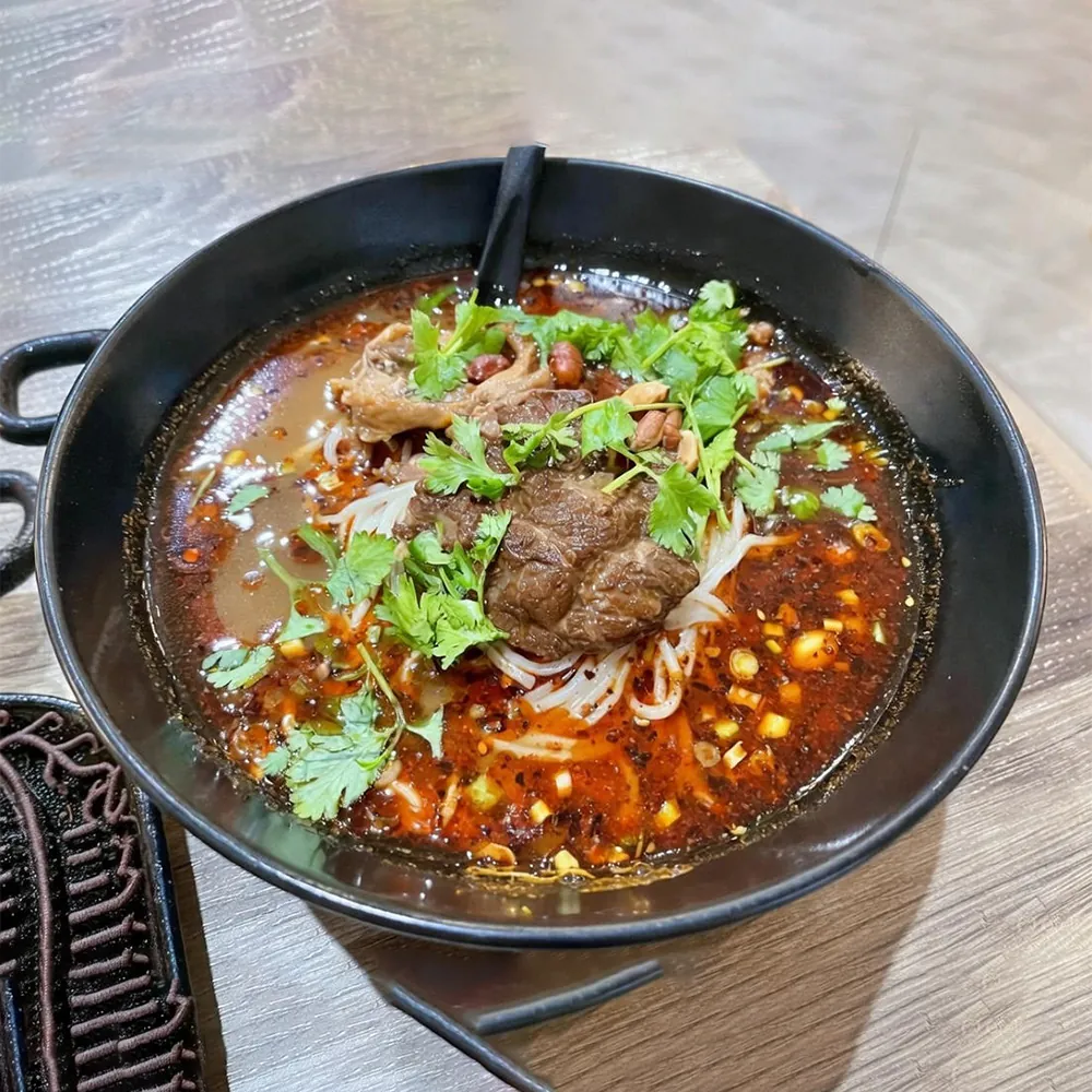 Spicy Mushroom Noodle Soup at Chong Qing Noodle, Chinese Restaurant in Newark